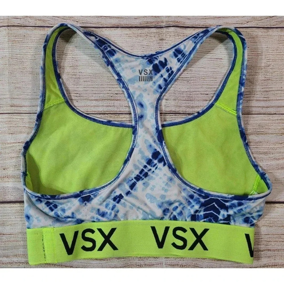 VSX Victoria's Secret Women's Sports Bra Small Blue Green Tie Dye Racerback - Picture 2 of 4